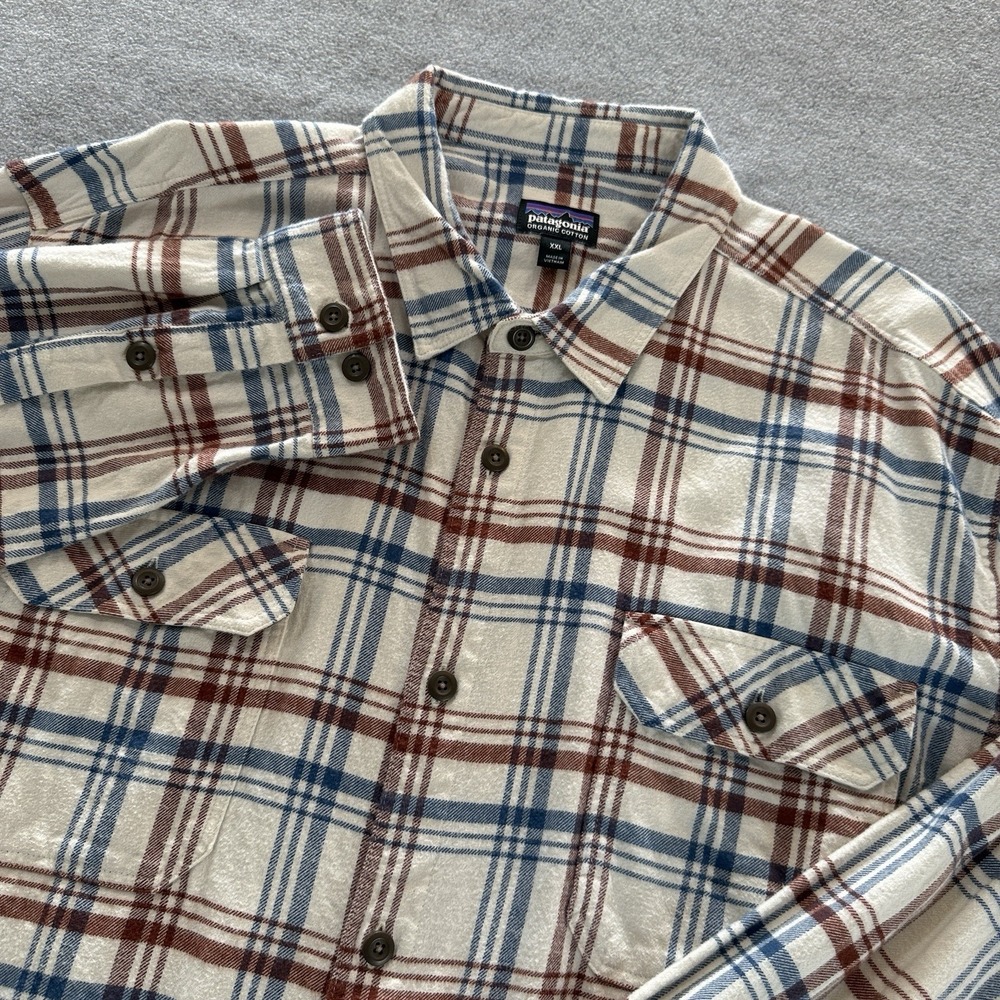 Patagonia Organic Cotton Flannel Shirt Mens XXL Plaid Button Down Hiking